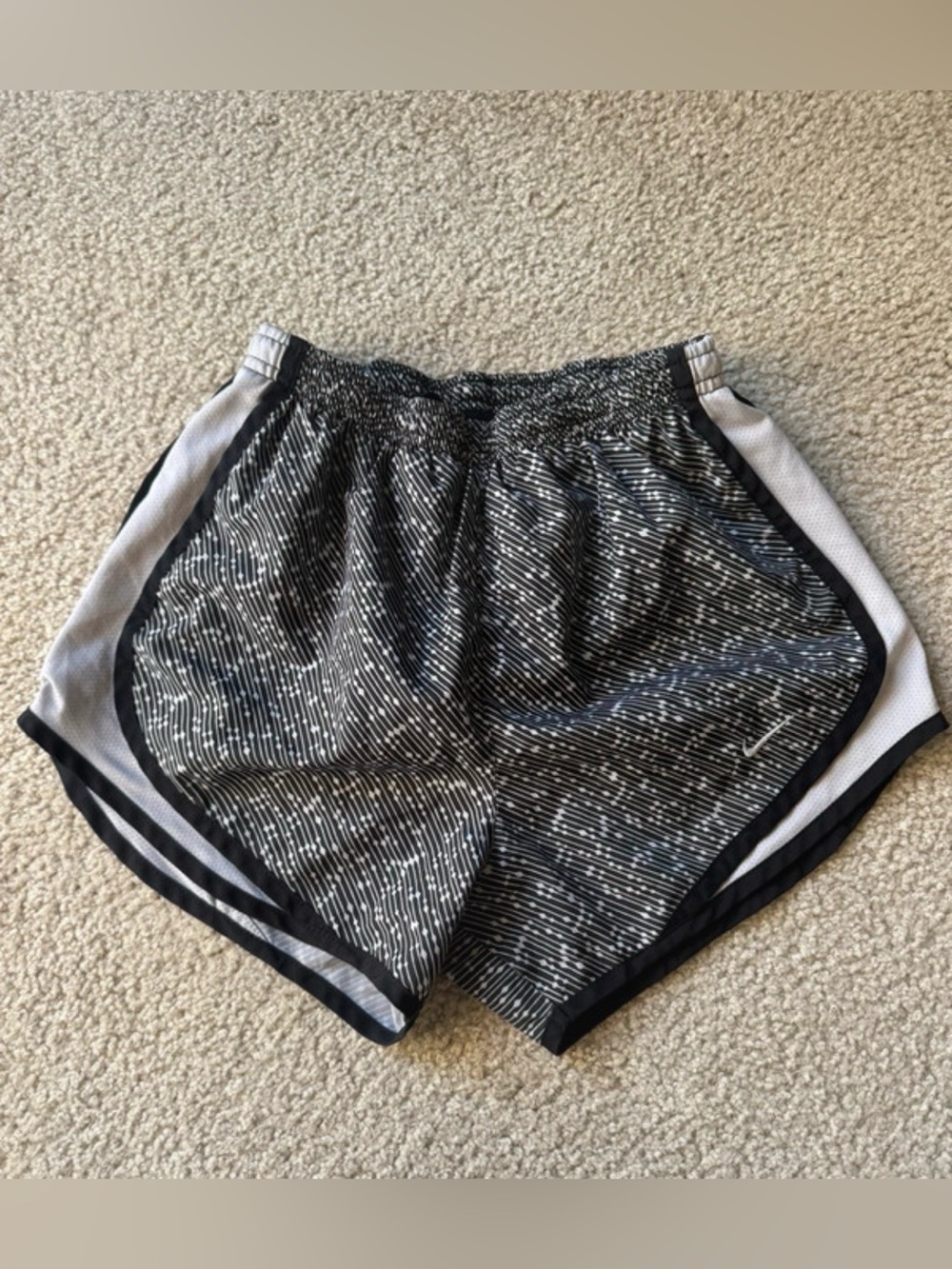 Nike Women's Black and White Patterned Athletic Shorts